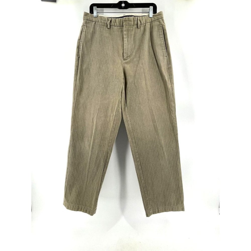Tommy Hilfiger Men's Brown Pants Flat Front Subdued Striped Pants Size 34 X 32